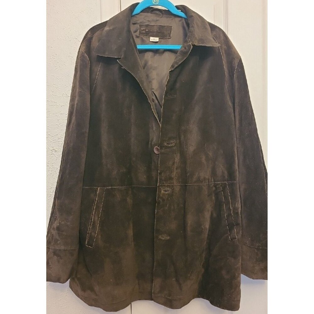 VTG Men's Suede Jacket Size 44 R Rich Deep Brown Leather Blazer Sport Coat Lined
